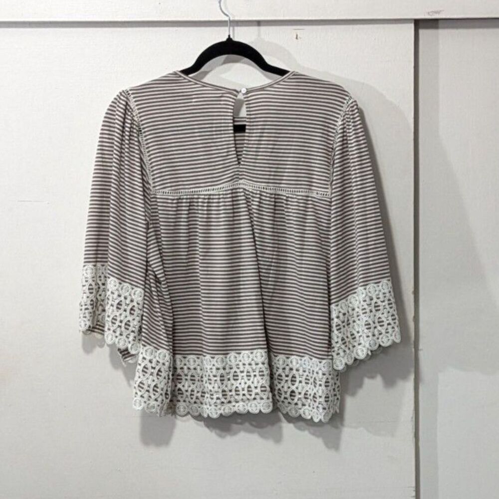 Studio JPR striped and laced peasant top sz. L - Picture 2 of 7